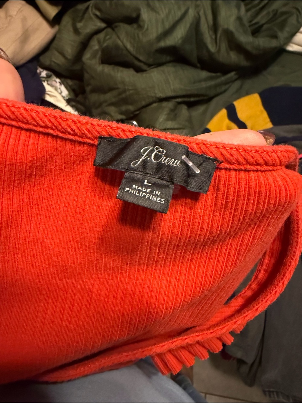 J. Crew Red Ribbed Tank with Ruffle Straps - Picture 2 of 3